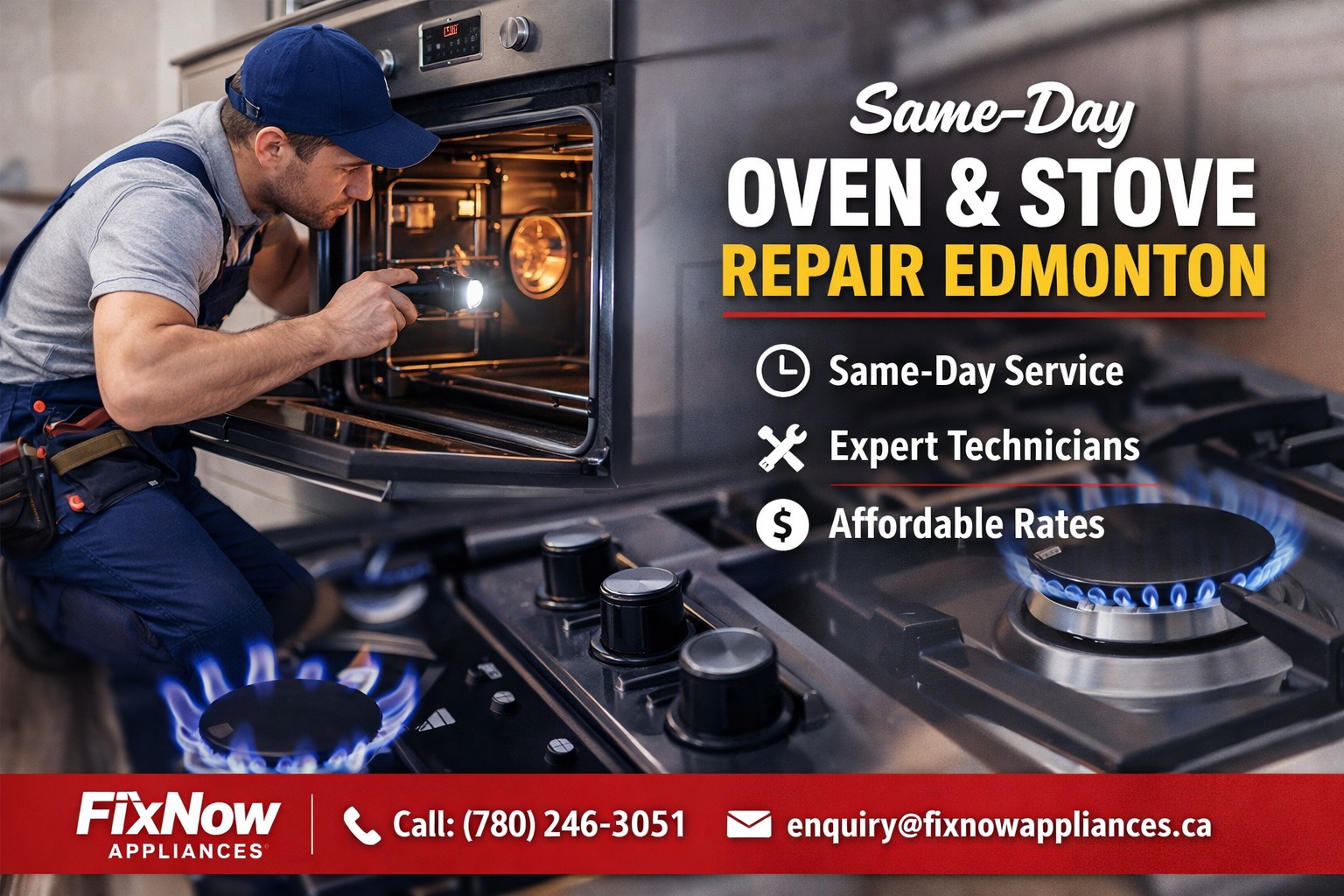 Same-Day Oven & Stove Repair Edmonton | FixNow Appliances Experts